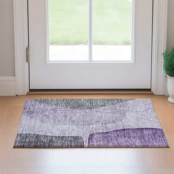 Addison Rugs Mayfield Washable Transitional Modern Purple Rectangle Rug, 1'8" x 2'6"