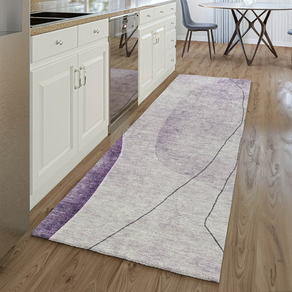 Addison Rugs Mayfield Washable Transitional Modern Purple Runner Rug, 2'3" x 7'6"