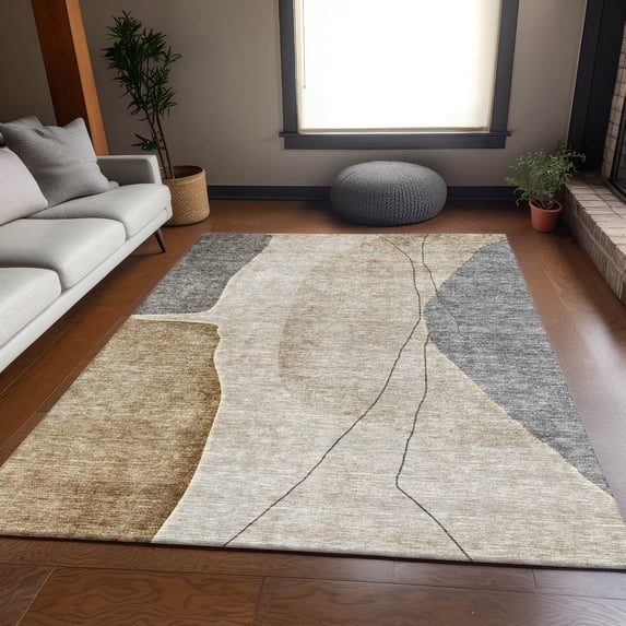 Addison Rugs Mayfield Washable Transitional Modern Taupe Rectangle Rug, 5' x 7'6"