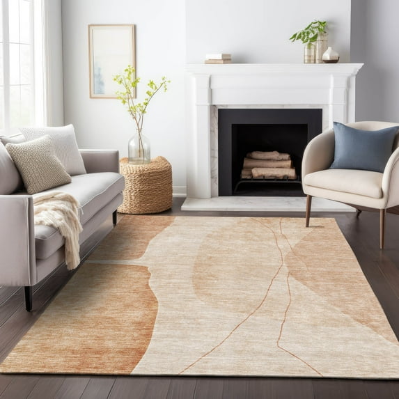 Addison Rugs Mayfield Washable Transitional Modern Terracotta Rectangle Rug, 5' x 7'6"