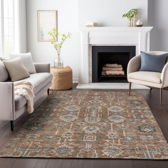 Addison Rugs Mayfield Washable Traditional Oriental Paprika Rectangle Rug, 3' x 5'