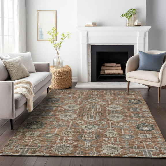 Addison Rugs Mayfield Washable Traditional Oriental Paprika Rectangle Rug, 8' x 10'