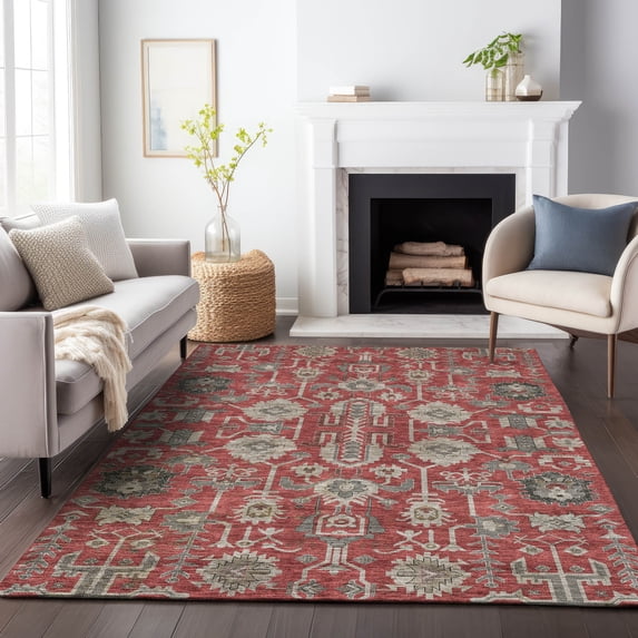 Addison Rugs Mayfield Washable Traditional Oriental Red Rectangle Rug, 3' x 5'