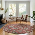 thumbnail image 1 of Addison Rugs Mayfield Washable Traditional Oriental Red Round Rug, 8' x 8', 1 of 5