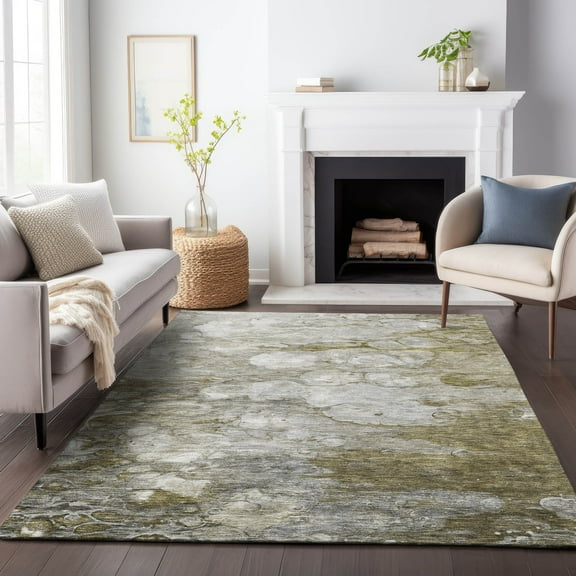 Addison Rugs Mayfield Washable Transitional Abstract Brown Rectangle Rug, 10' x 14'