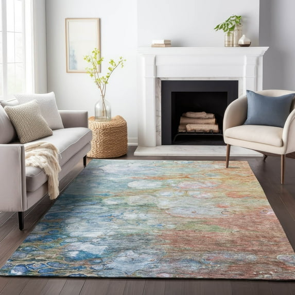Addison Rugs Mayfield Washable Transitional Abstract Coral Rectangle Rug, 5' x 7'6"
