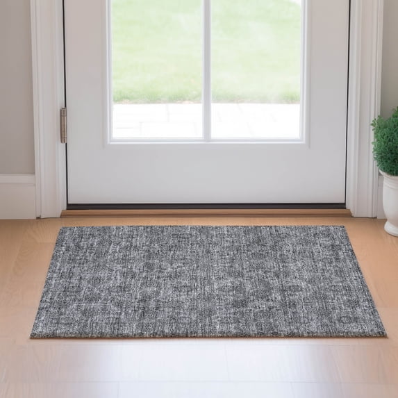 Addison Rugs Mayfield Washable Transitional Floral Gray Rectangle Rug, 1'8" x 2'6"