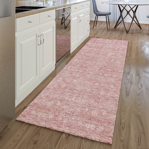 Addison Rugs Mayfield Washable Transitional Floral Blush Runner Rug, 2'3" x 7'6"