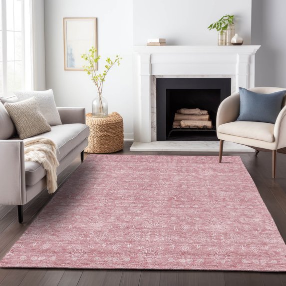 Addison Rugs Mayfield Washable Transitional Floral Blush Rectangle Rug, 9' x 12'