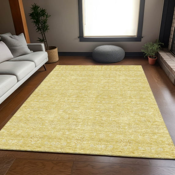 Addison Rugs Mayfield Washable Transitional Floral Honey Rectangle Rug, 5' x 7'6"