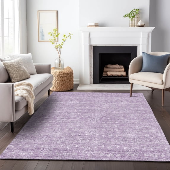 Addison Rugs Mayfield Washable Transitional Floral Lavender Rectangle Rug, 8' x 10'