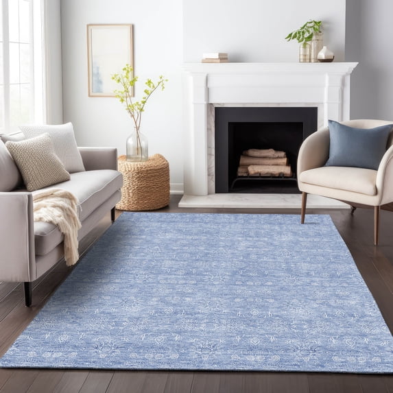 Addison Rugs Mayfield Washable Transitional Floral Sky Rectangle Rug, 8' x 10'