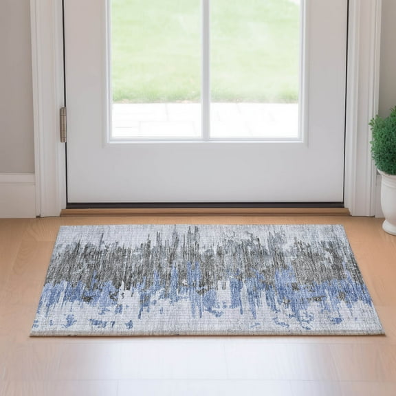 Addison Rugs Mayfield Washable Transitional Modern Blue Rectangle Rug, 1'8" x 2'6"