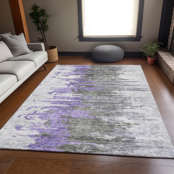 Addison Rugs Mayfield Washable Transitional Modern Purple Rectangle Rug, 8' x 10'