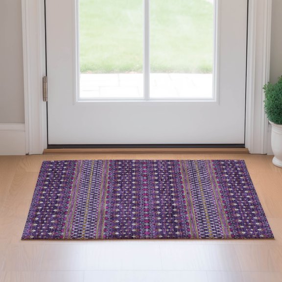 Addison Rugs Mayfield Washable Transitional Boho Purple Rectangle Rug, 1'8" x 2'6"