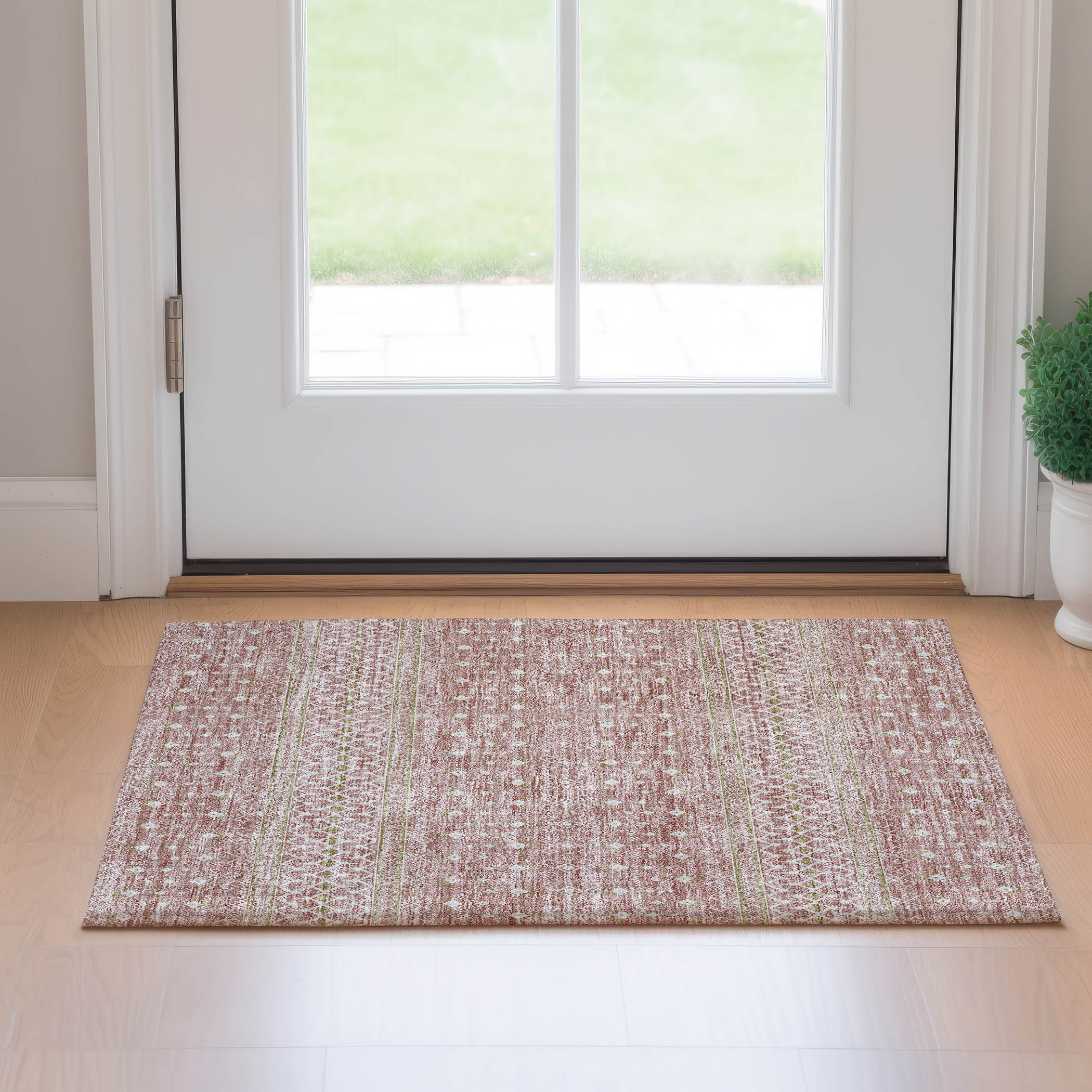 Addison Rugs Mayfield Washable Transitional Boho Blush Rectangle Rug, 1 ...