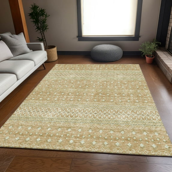 Addison Rugs Mayfield Washable Transitional Boho Copper Rectangle Rug, 3' x 5'