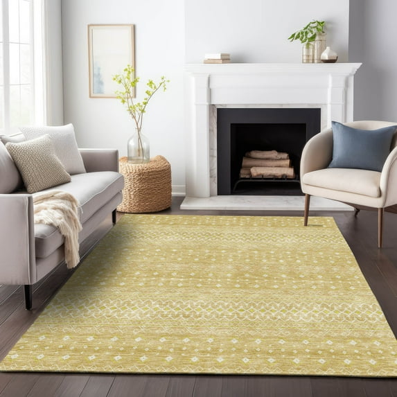 Addison Rugs Mayfield Washable Transitional Boho Gold Rectangle Rug, 2'6" x 3'10"