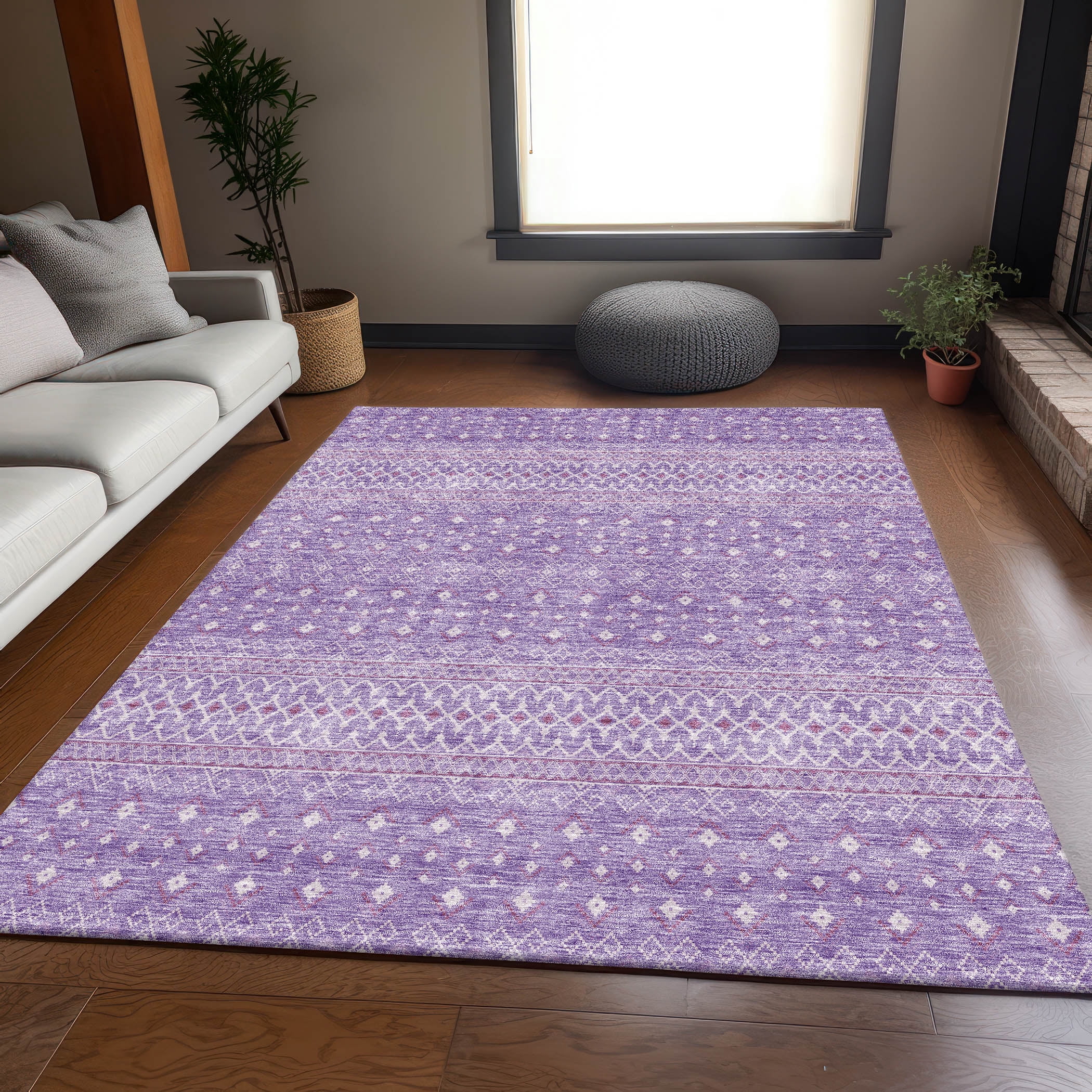 Lavender Rag Rug Addison Rugs Mayfield Washable Transitional Boho Lavender Rectangle Rug ...