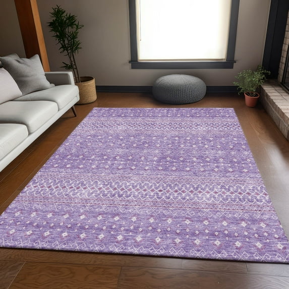 Addison Rugs Mayfield Washable Transitional Boho Lavender Rectangle Rug, 8' x 10'