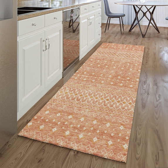 Addison Rugs Mayfield Washable Transitional Boho Salmon Runner Rug, 2'3" x 7'6"