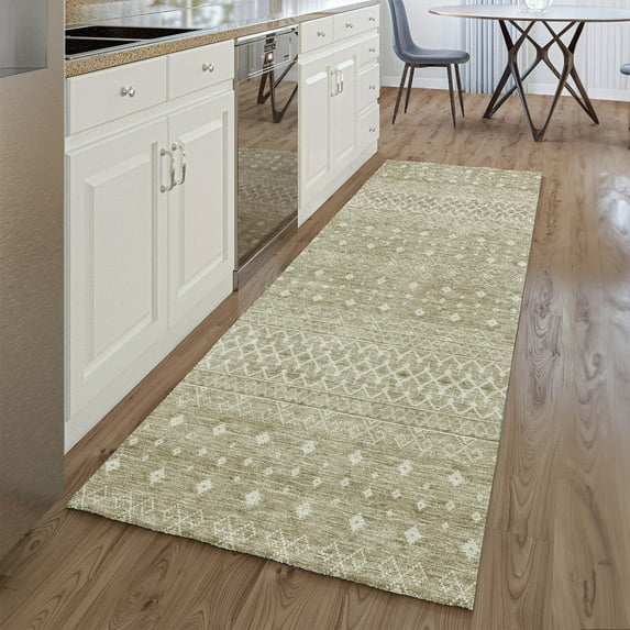Addison Rugs Mayfield Washable Transitional Boho Taupe Runner Rug, 2'3" x 7'6"