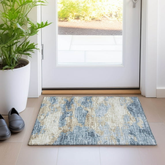 Addison Rugs Mayfield Washable Transitional Soft Abstract Blue Rectangle Rug, 1'8" x 2'6"