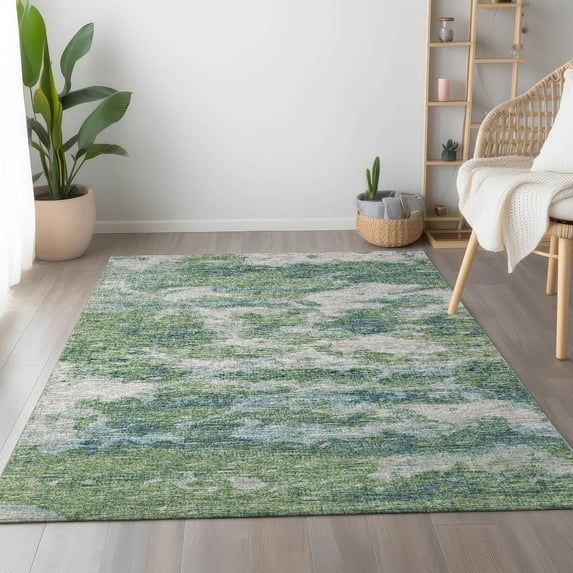 Addison Rugs Mayfield Washable Transitional Soft Abstract Green Rectangle Rug, 8' x 10'