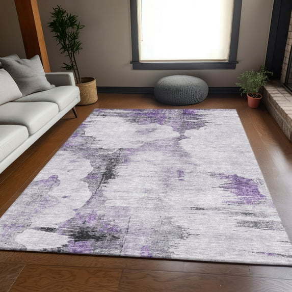 Addison Rugs Mayfield Washable Transitional Modern Purple Rectangle Rug, 3' x 5'