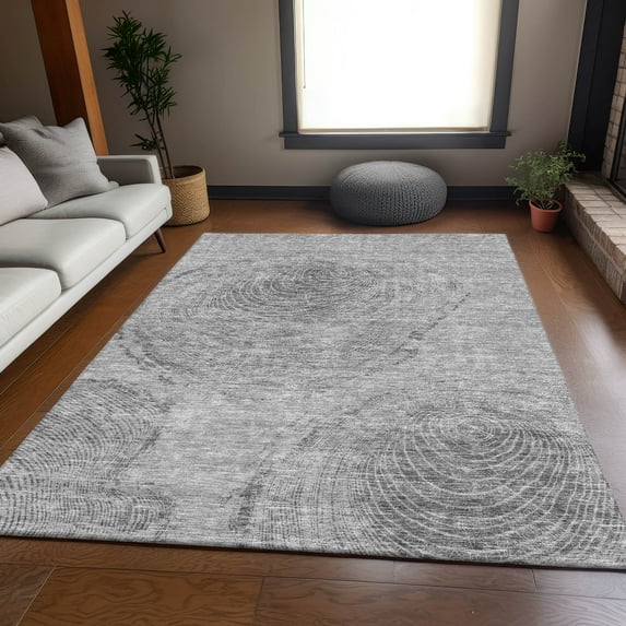 Addison Rugs Mayfield Washable Transitional Woodgrain Gray Rectangle Rug, 8' x 10'