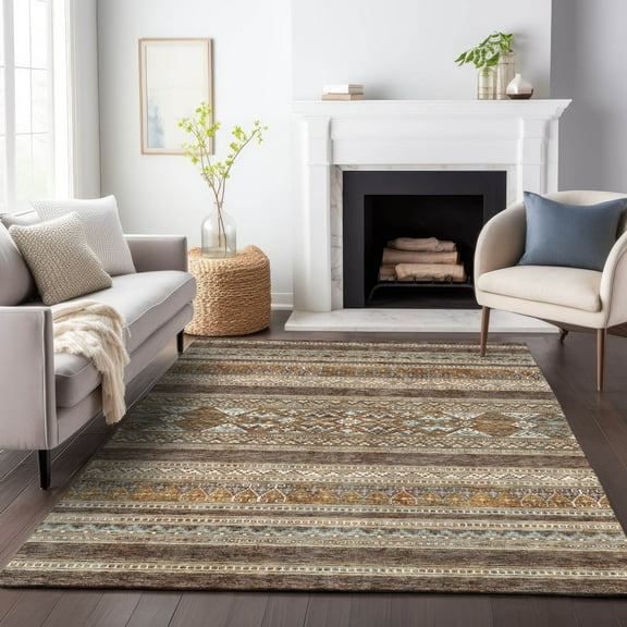 Addison Rugs Mayfield Washable Transitional Southwest Chocolate Rectangle Rug, 10' x 14'