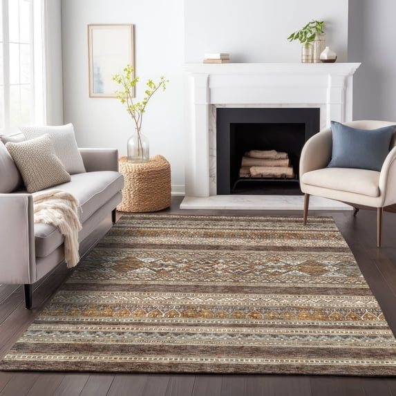Addison Rugs Mayfield Washable Transitional Southwest Chocolate Rectangle Rug, 3' x 5'