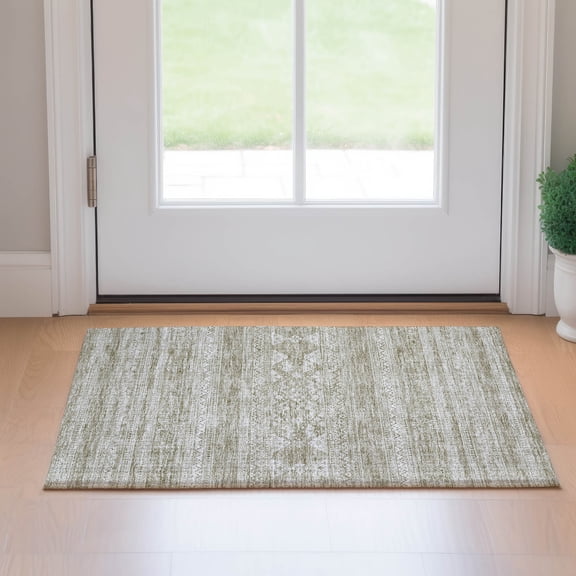 Addison Rugs Mayfield Washable Transitional Southwest Khaki Rectangle Rug, 1'8" x 2'6"