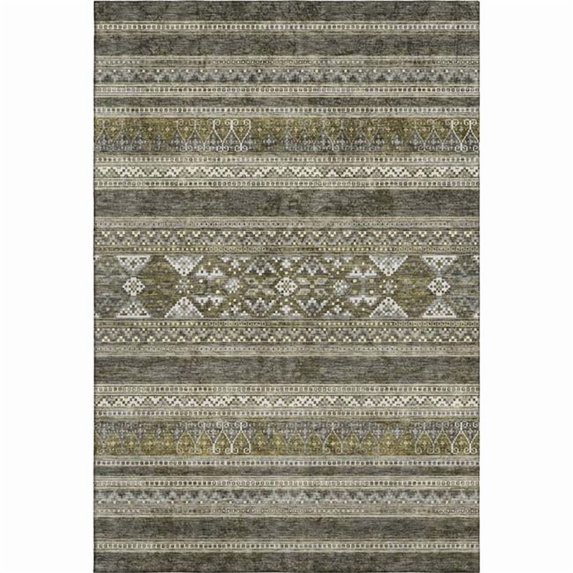 HomeRoots 657462 3 x 5 ft. Taupe Beige & Ivory Southwestern Washable Machine Made Rectangle Area Rug with UV Protection