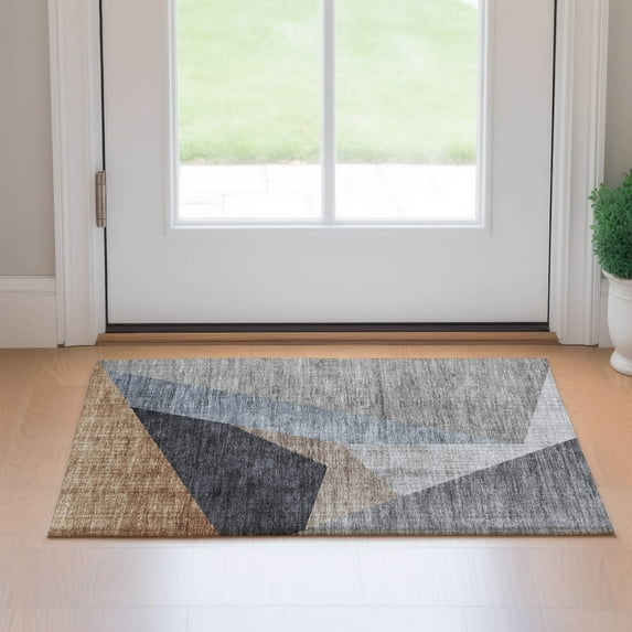 Addison Rugs Mayfield Washable Transitional Art Deco Taupe Rectangle Rug, 1'8" x 2'6"