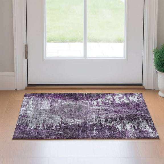 Addison Rugs Mayfield Washable Transitional Modern Eggplant Rectangle Rug, 1'8" x 2'6"