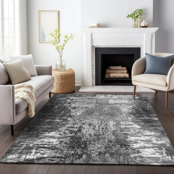 Addison Rugs Mayfield Washable Transitional Modern Gray Rectangle Rug, 5' x 7'6"