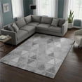 thumbnail image 1 of HomeRoots 657635 10 x 14 ft. Gray & Silver Geometric Transitional Washable Machine Made Rectangle Area Rug with UV Protection, 1 of 6