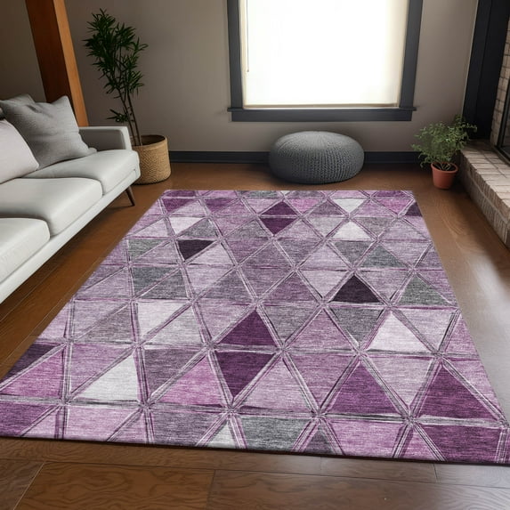 Addison Rugs Mayfield Washable Transitional Geometric Merlot Rectangle Rug, 3' x 5'
