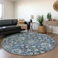 thumbnail image 1 of Addison Rugs Mayfield Washable Traditional Ornate Blue Round Rug, 8' x 8', 1 of 5