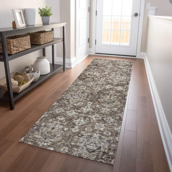 Addison Rugs Mayfield Washable Traditional Ornate Driftwood Runner Rug, 2'3" x 7'6"