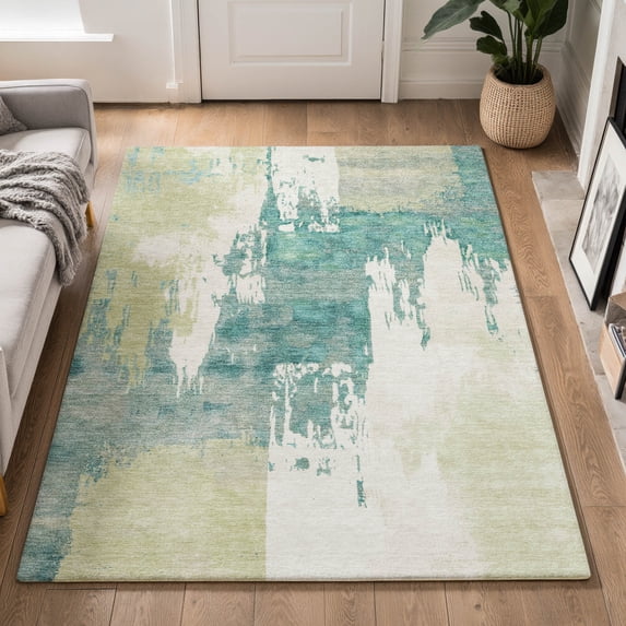 Addison Rugs Mayfield Premium Machine Washable Contemporary Abstract Aloe Rectangle Rug, 8' x 10'