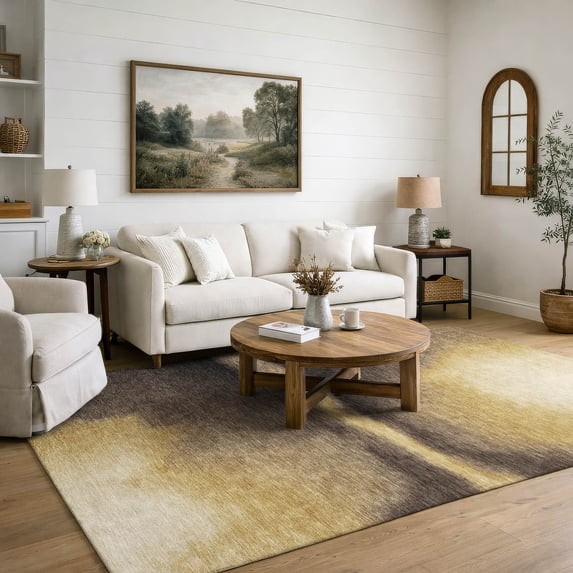 Addison Rugs Mayfield Premium Machine Washable Contemporary Abstract Honey Rectangle Rug, 8' x 10'