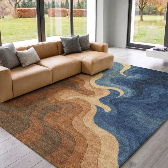Addison Rugs Mayfield Premium Machine Washable Contemporary Abstract Paprika Rectangle Rug, 3' x 5'