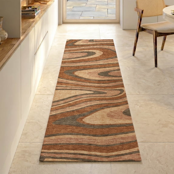 Addison Rugs Mayfield Premium Machine Washable Contemporary Abstract Paprika Runner Rug, 2'3" x 7'6"