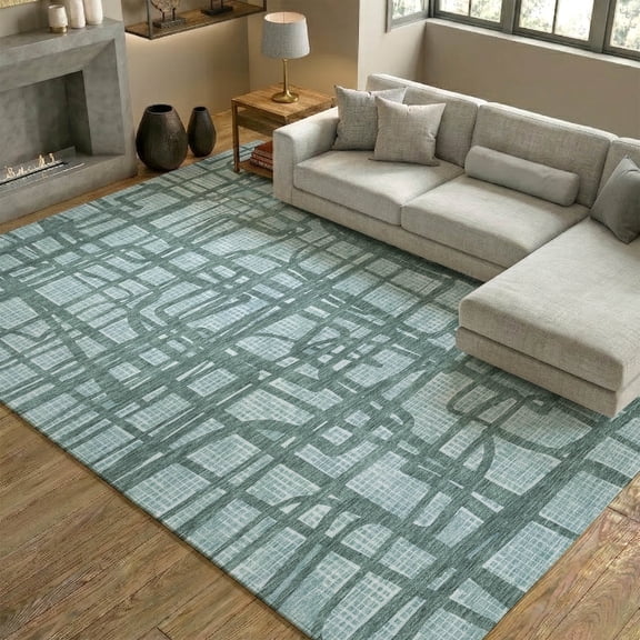 Addison Rugs Mayfield Premium Machine Washable Contemporary Abstract Teal Rectangle Rug, 3' x 5'
