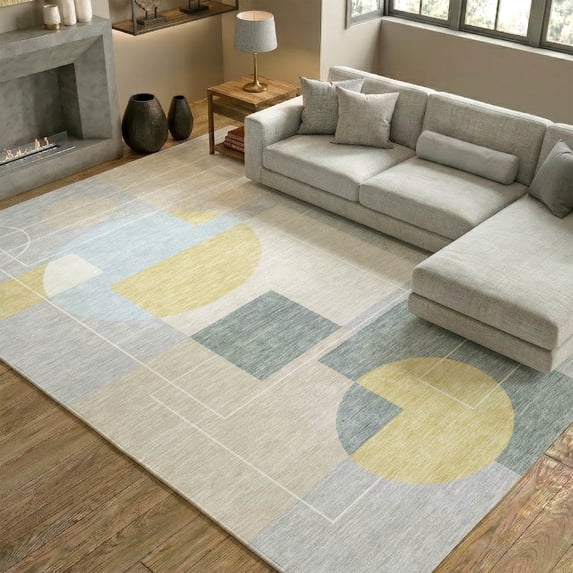 Addison Rugs Mayfield Premium Machine Washable Contemporary Geometric Silver Rectangle Rug, 10' x 14'