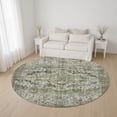 thumbnail image 1 of Addison Rugs Mayfield Premium Machine Washable Traditional Border Aloe Round Rug, 8' x 8', 1 of 6