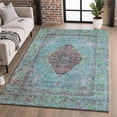 thumbnail image 1 of Addison Rugs Mayfield Premium Machine Washable Traditional Border Aqua Rectangle Rug, 5' X 7'6" Machine Washable Traditional Border Aqua Oversized Sherpa Throw Blanket, 1 of 6