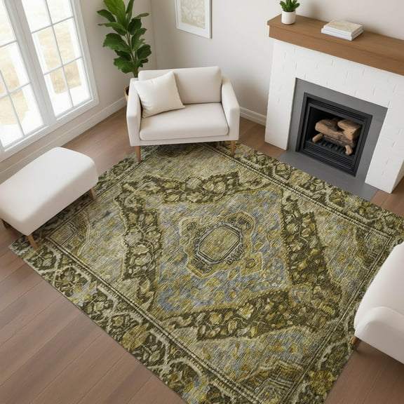 Addison Rugs Mayfield Premium Machine Washable Traditional Border Brown Rectangle Rug, 2'6" x 3'10"